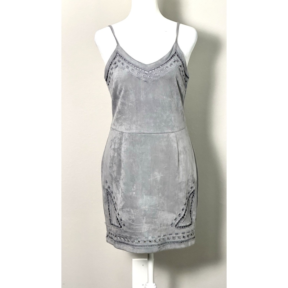 J.O.A. Women's Mini Gray Mini Strappy Fitted Cutout Femine Dress Size (S)
